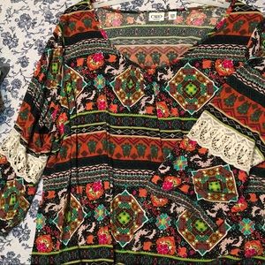 Crochet Sleeve Boho Blouse